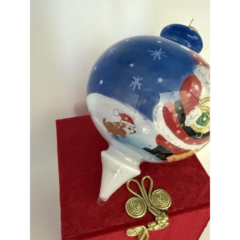 Pier 1 Le Bien Hand Painted Christmas Santa Presents Ornament In Box 2012